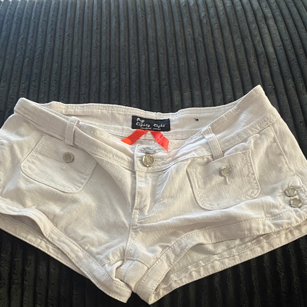 Y2K Eighty Eight White Jean Shorts for Women